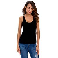 Women\'s Casual/Daily Sexy Summer Tank Top, Solid U Neck Sleeveless Black / Gray / Purple Polyester / Spandex Thin