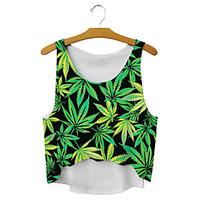 Women\'s Leaves High-low Hem Crop Top