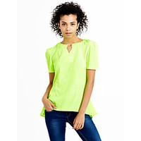 Women\'s Casual/Daily Street chic Summer Blouse, Solid V Neck Short Sleeve Red / Black / Yellow Polyester Thin