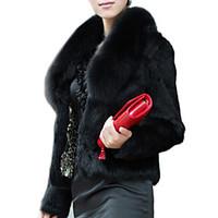 Women\'s Elegant Faux Fur Pure Color Long Sleeve Short Coat