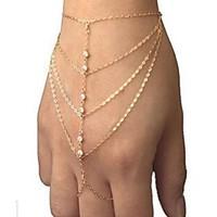 Women\'s Fashion Rhinestone Hand Chain Ring Bracelet Christmas Gifts