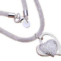 Women\'s Pendant Necklaces Heart Sterling Silver Love Heart Bridal Silver Jewelry For Wedding Party Anniversary Birthday Daily Casual 1pc