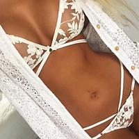 Women Ultra Sexy Lace Lingerie Nightwear, Sexy Lace Floral Lace White