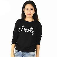womens casualdaily cute sweatshirt letter round neck micro elastic cot ...