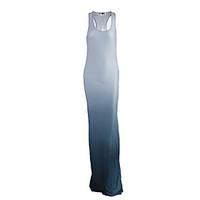 womens beach simple sheath dress solid u neck maxi sleeveless blue pol ...