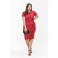 Women\'s Plus Size Going out Beach Sexy Sophisticated Loose Dress, Polka Dot Ruffle Round Neck Knee-length Short Sleeve Cotton Red Black