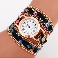 Women\'s Watch Bohemian Style Flower Leather Band Anlog Quartz Bracelet Fashion Watch Strap Watch