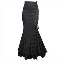 Women\'s Ruffle Shaperdiva Steampunk Retro Long Skirt Jacquard Fishtail Vintage Dress