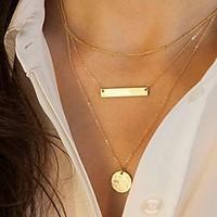 Women\'s Pendant Necklaces Vintage Necklaces Geometric Alloy Fashion European Multi Layer Sequins Golden Jewelry For Halloween Daily 1pc