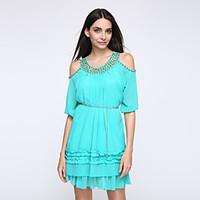 womens cut outruffle casualdaily street chic plus sizeloose dress soli ...