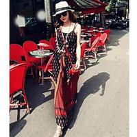 womens boho beach swing dress print strap maxi sleeveless multi color  ...