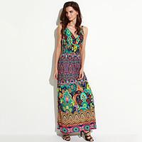 womens boho plus size boho sheath dress print v neck maxi sleeveless p ...