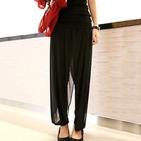 womens solid black loose harem pants plus size street chic