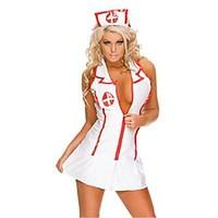 Women Ultra Sexy Uniforms Cheongsams Nightwear, Sexy Solid-Medium Polyester White