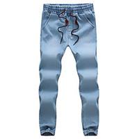 Women\'s Solid Blue Jeans PantsSimple Spring / Fall