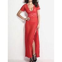 Women Ultra Sexy Nightwear, Sexy Lace Solid-Thin Lace Polyester White Red Black