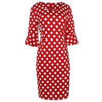Women\'s Party Simple / Cute / Street chic Shift Dress, Polka Dot Round Neck Knee-length ¾ Sleeve