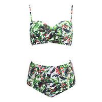 womens vintage high waist animal print padded bikini swimwear