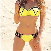 Women\'s Bandeau Bikinis / Tankinis , Color Block Underwire Bra Spandex Pink / Blue / Yellow