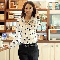 Women\'s Casual/Daily Simple Spring Summer Fall Shirt, Print Shirt Collar Long Sleeve Medium