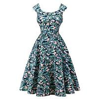 womens going out casualdaily vintage swing dress floral pleated round  ...