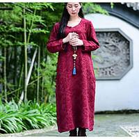 womens casualdaily simple a line loose dress floral round neck maxi lo ...