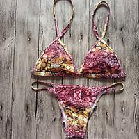 womens bandeau bikini floral polyester