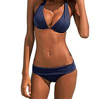 womens bandeau bikini solid polyester blue green brown red black