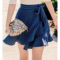 womens going out asymmetrical skirts a line striped summer