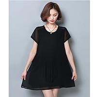 womens daily simple blouse solid round neck short sleeve polyester