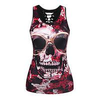 Women\'s Casual/Daily Beach Holiday Sexy Simple Summer Tank Top, Print U Neck Sleeveless Polyester Sheer