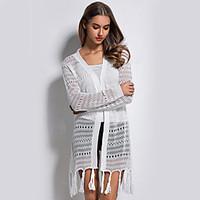 womens going out holiday simple street chic long cardigan solid white  ...