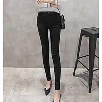 womens high waist micro elastic chinos pants sexy skinny solid