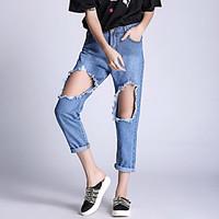 Women\'s High Rise Micro-elastic Jeans Pants, Slim Solid
