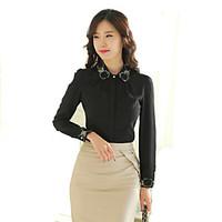 Women\'s Embroidery Doll Collar Wild Lace Patchwork Daily / OL Long Sleeve Shirt