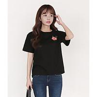 womens casualdaily simple spring summer t shirt embroidered round neck ...