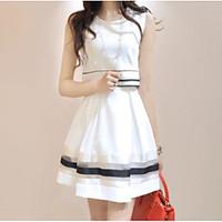 womens casualdaily a line dress solid round neck above knee sleeveless ...