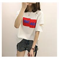 womens casualdaily simple t shirt solid letter round neck short sleeve ...