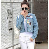 womens other daily casual simple street chic spring denim jacket solid ...