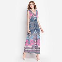 womens beach holiday sexy vintage street chic loose dress print round  ...