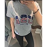 womens casualdaily simple t shirt solid letter round neck short sleeve ...