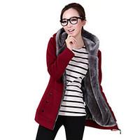 womens casualdaily simple hoodie jacket solid inelastic polyester span ...