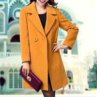 Women\'s Plus Size Coat, Solid Asymmetrical Long Sleeve Winter Blue / Black / Yellow Others Medium