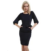 womens sexy cute party work plus sizes micro elastic length sleeve kne ...