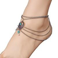 womens ankletbracelet silver plated turquoise alloy unique design tass ...