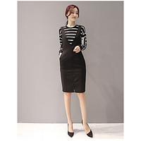 womens casualdaily simple sheath dress striped crew neck above knee lo ...