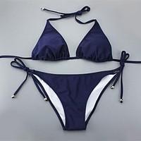 womens halterbandeau bikinis solid push upwireless nylonpolyester purp ...