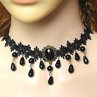 Women\'s Choker Necklaces Pendant Necklaces Crystal Gemstone Crystal Lace Alloy DropSexy Tassels Fashion Vintage Bohemian Punk