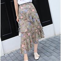 Women\'s Casual/Daily Midi Skirts Swing Print Summer