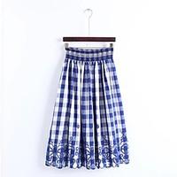 Women\'s A Line Solid SkirtsGoing out Casual/Daily Simple Street chic Mid Rise Above Knee Zipper PU Micro-elastic Fall Winter